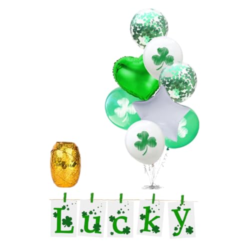 Garneck 10 Stück 12 Partyballons Epoxy-stift St. Patricks Day Ornament Deko-ballon St. Patricks Day Kulisse St. Patricks Day Hängende Wimpelkette Ballons Dekoration Kleeblatt Pailletten von Garneck