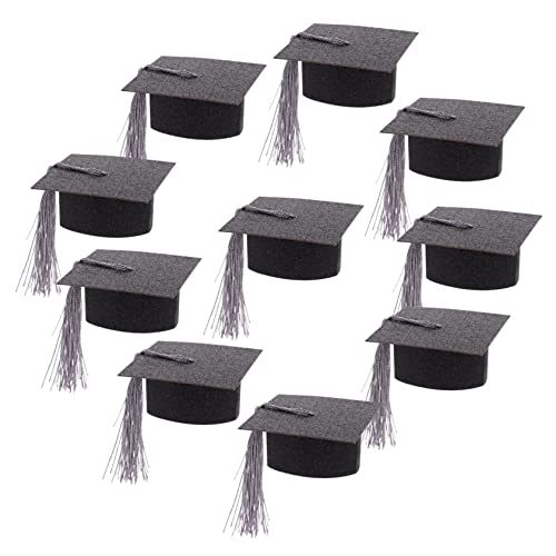 Garneck 10 Stück Party Decoration Goblet Deckel Dekoration Abschlusskappe Wein Abschlusshut, Kelchkappen Hochschule Burgund Gast Mini-Hüte Becherdeckel mit Graduierungskappe Papier Schwarz von Garneck