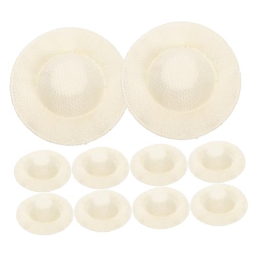 Garneck 10 Stück Puppen Strohhüte Zubehör Kleiner Puppenhut Puppenhaus Winzige Hüte Zum Basteln Puppen Minihüte Mini Strohhüte Zum Basteln Gefälschte Strohhüte Figurenherstellung von Garneck