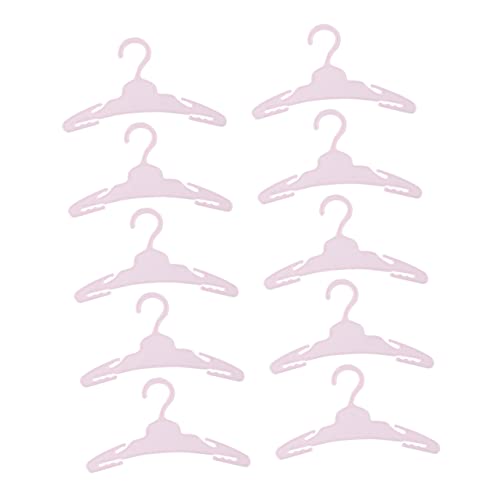 Garneck 10 Stück Puppenaufhänger Aufhänger Mit Clips Kleidung Miniatur Mädchen Kleiderständer Puppen -Outfit -kleiderbügel Kleiderbügel Für Puppenkleider Puppenkleiderbügel Rosa Plastik von Garneck