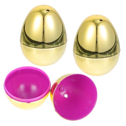 Garneck 10 Stück Teiliges Befüllbare Kunststoff ostereier in Metallic gold Leichte Wiederverwendbare Party dekoration für Osterfest zum Befüllen mit Süßigkeiten und Kleinen Geschenken von Garneck