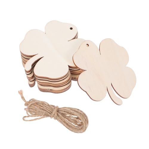 Garneck 10 Stück Teiliges Unbehandelte Holzanhänger Kleeblatt mit Juteseil Natürliche Holzscheiben zum Basteln DIY St Patrick's Day Dekorationen Vielseitig für Handwerk und von Garneck