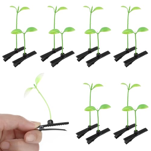 Garneck 100 Stck. Lustige Bohnensprossen Haarspangen für Mädchen Einzigartige Grüne Haarklammern mit Rutschfesten Zähnen Stabiler Halt für Feines und Mittleres Haar Modisches von Garneck