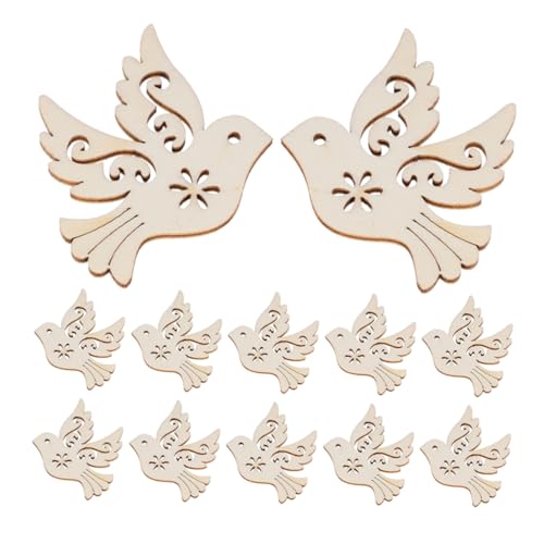 Garneck 100 Stück Holzvogelanhänger Taubenornament Weihnachtsornament Taubenvogel Basteln Holztaubenausschnitte Holzausschnittscheiben Holz Scrapbooking Verzierungen Unbehandelte von Garneck