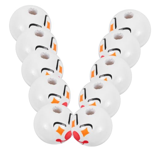 Garneck 10Stücke Clown Gesicht Holzperlen für DIY Handarbeiten Bastelperlen für Halsketten Armbänder und Ohrringe Kinderfreundlich und Kreativ für Bastelkurse von Garneck