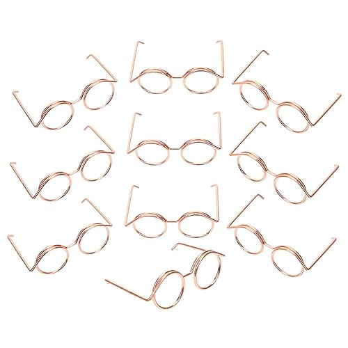Garneck 10Stücke Mini Puppenbrillen aus Metall Kreative Sonnenbrille für Puppen Bastelzubehör für Puppenoutfits und Stilvolle Mini Brillen Roségold von Garneck