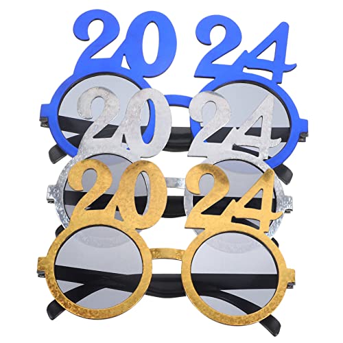 Garneck 12 Stück 2024 Brillen Performance Brillen Neujahrsparty Dekorationen Cosplay Brillen Neujahrsparty Zubehör Farbige Abschlussfeier Brillen Neujahrsbedarf Neujahrs von Garneck
