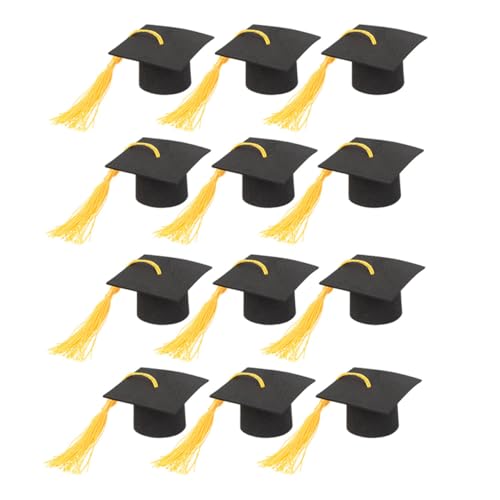Garneck 12 Stück Abschlusskappe Toper für Kuchen grad kappe Dekorationen Abschlusshut Cupcake Topper Grad Cap Cupcake Topper Mini -Abschlusskappe Cupcake Topper Polyester Schwarz von Garneck
