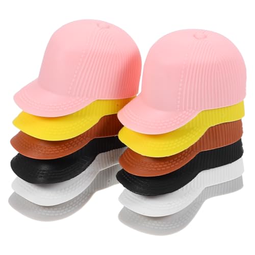 Garneck 12 Stück Baseball Cap Toy Miniatur Party Babypuppensachen Puppen-schirmmützen Strand Kleine Hutstütze Rosa Puppenhüte Mädchen Mütze Fälschung Puppenzubehör Mini-hüte Kind Plastik von Garneck