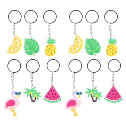 Garneck 12 Stück Hawaii-Luau-Party-Schlüsselanhänger Sommer-Flamingo Ananas Wassermelone Zitrone Schlüsselanhänger Tropischer Pool-Party-Schlüsselanhänger von Garneck