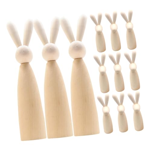 Garneck 12 Stück Holzhasen-dekoration Für Heim- Und Bastelprojekte, Naturholz-klammerpuppen, Unbemalte Hasenfiguren Für - Und Frühlingsdekorationen von Garneck