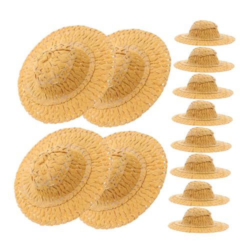 Garneck 12 Stück Teiliges Mini Papierhut Handgewebte Kleine Hüte für DIY Dekoration Leichte Robuste Miniatur Strohhüte als Puppenhaus Partyaccessoire Naturfarbene Bastelartikel von Garneck