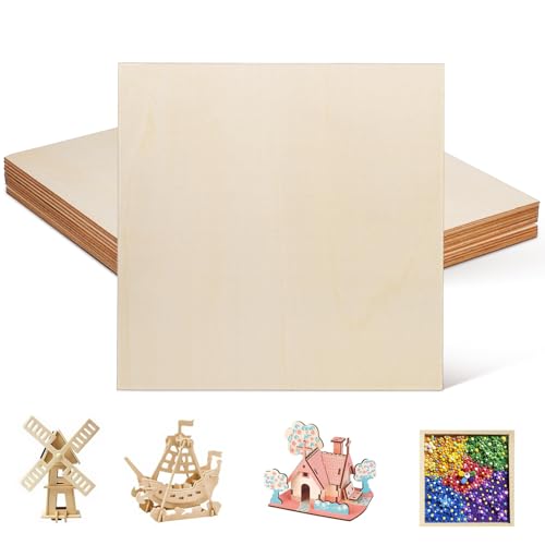 Garneck 12 Stück Unfertige Holzstücke Zum Basteln Blanke Quadratische Holzbretter Schlichte Bastelbretter Zum Gravieren Brennen Schnitzen Schneiden von Garneck