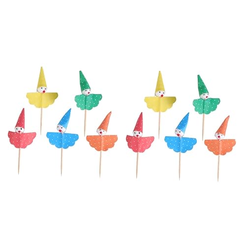 Garneck 2 Sets Süße Clown-kuchenaufsätze Cupcake-dekorationen Papier-picks Für Hochzeit Geburtstag Babyparty Abschlussfeier 80 Stück X 2 von Garneck