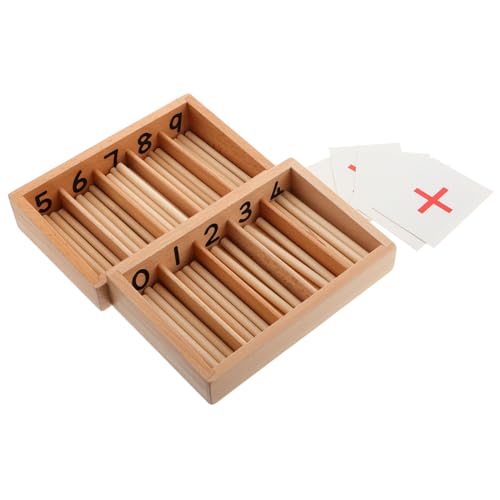 Garneck 1Set Box Mathematik Lehrmittel Mathematik Spiele Kindergarten Montessori Zeichenbrett Kindergarten Mathematik Spiele Montessori Lernkarten Kindergarten Schulbedarf Khaki Holz von Garneck