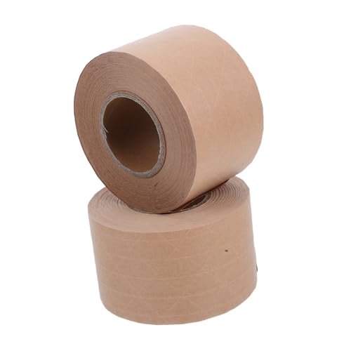 Garneck 2 Rollen Braunes Kraftpapier Klebeband Wasseraktiviertes Beschreibbares Reißfestes Verpackungsband aus Biologisch Abbaubarem Papier Stark Haftend Zuschneidbar für Sichere von Garneck