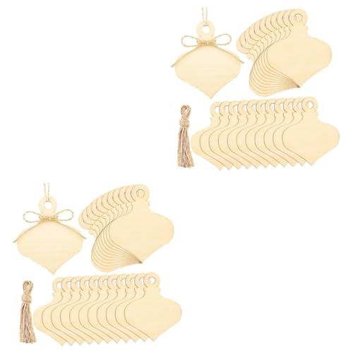 Garneck 2 Sätze Diy Holzschmuck Weihnachten Holzstückchen Aufhängen Leere Holzornamente Für Kreative Bastelprojekte Dekorationen Und 25 Stücke * 2 von Garneck