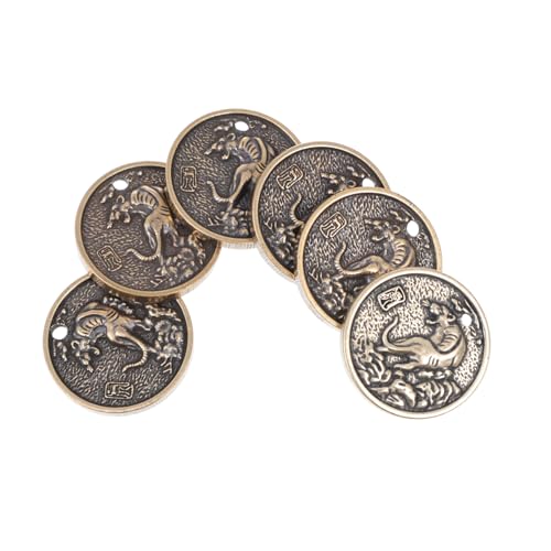 Garneck 2 Sätze Jahr des Tiger- Armbandanhänger Schlüsselbundanhänger Handwerk DIY Sternzeichen Tiger Schlüsselanhänger DIY-münzen-anhänger Golden Messing 6 Stück * 2 von Garneck