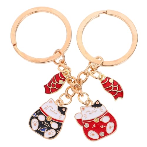 Garneck 2 Stück Glückskatze Schlüsselanhänger Feng Shui Schlüsselanhänger Schlüsselbund Zubehör Schlüsselanhänger Geschenkidee Maneki Neko Schlüsselanhänger Taschenanhänger Zinklegierung von Garneck
