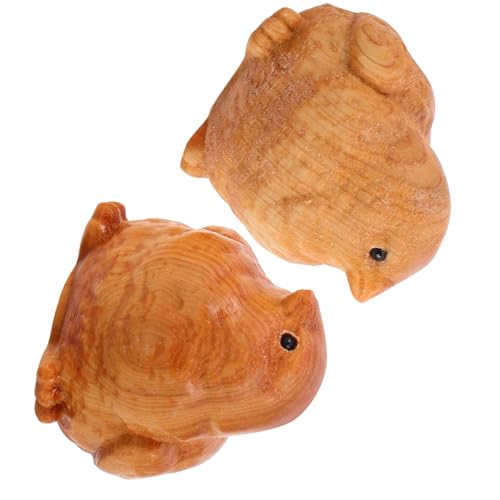 Garneck 2 Stück Holzschnitzerei Handwerk Kreative Holzverzierungen Holzfiguren Hochzeit Holzschmuck Hühnerdekorationen Hahn Handwerk Tierfigur Aus Holz Hühnerstatue Rattan Khaki von Garneck