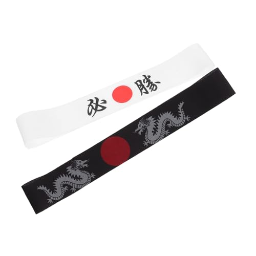 Garneck 2 Stück Japanisches Ninja Stirnband Traditionelles Bushido Design Weiches Strapazierfähiges Stoffbandana für Sushi Personal Karate Cosplay Vielseitiges Kostümzubehör für Frauen von Garneck