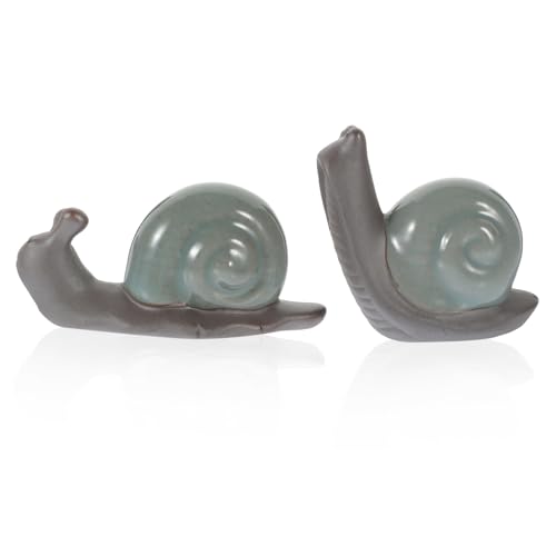 Garneck 2stücke Retro Keramik Schnecken Skulpturen Vintage Dekoration Für Tee Tisch Kreative Wohnaccessoires Stilvolle Desktop Ornamente von Garneck