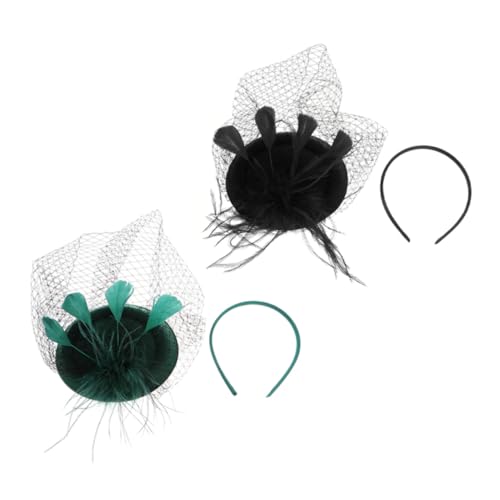 Garneck 2 Stück Mini Top Hut Haarreif mit Spitze und Netzstoff Teiliges Set in Grün und Schwarz Leichter Fascinator für Damen Vielseitig für Hochzeiten Partys Teezeremonien und Festliche von Garneck