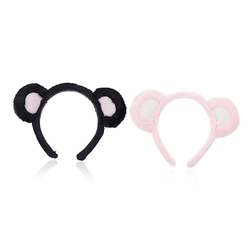 Garneck 2 Stück Niedliches Bärenohren Haarbänder Plüsch Kopfband Cosplay Zubehör für Make Up und Gesichtsreinigung Leichtes Komfortables Haarband in Schwarz Rot und Weiß von Garneck