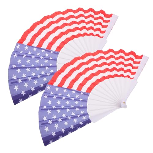 Garneck 2 Stück Patriotische Faltbare Handfächer mit Us Flaggenmotiv Robustes Material Tragbar für Unabhängigkeitstag Partydeko Outdoor Events Paraden und Festlichkeiten von Garneck