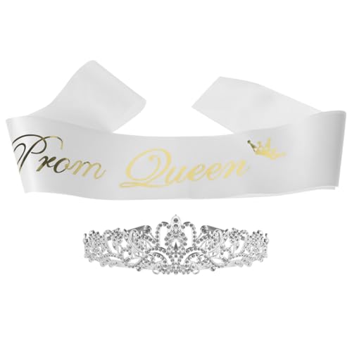 Garneck 2 Stück Prom Queen Schärpe Und Krone Set Mit Kristall Strass Tiara Für Abschlussfeier - Perfekte Dekoration Für DIY Bastelprojekte Und Besondere Anlässe 2023 von Garneck