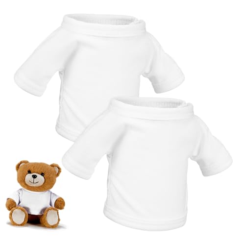 Garneck 2 Stück Puppenkleidung plüschige Kleidung Puppen-T-Shirt Leere Plüschpuppe tragen kleine Puppe Puppen kinderpuppe Puppendeko für Puppenbärenkostüm Stoff Weiß von Garneck