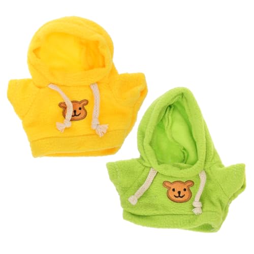 Garneck 2 Stück Teiliges Austauschbare Bären Puppen Kleidung Plüsch Kuscheltier Hoodie Einfache Ausziehfunktion Kindgerechtes Design Grün und Gelb für Puppenliebhaber von Garneck
