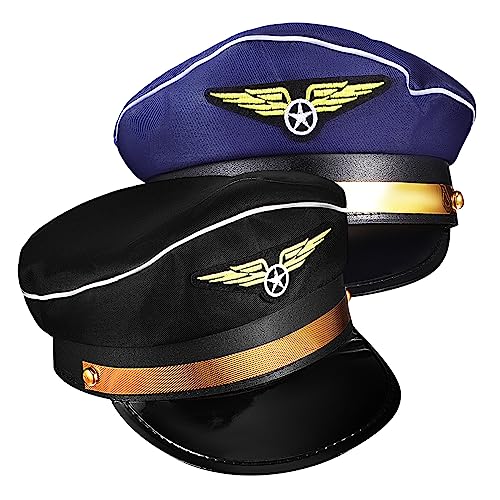 Garneck 2 Stück Teiliges Pilotkapitän Hüte Flugkapitän Mützen für Cosplay Bühnenauftritte und Kostümzubehör Unisex Blau und Schwarz Langlebig und Wiederverwendbar Garneck 2 Stück Teiliges Pilotkapitän Hüte Flugkapitän Mützen für Cosplay Bühnenauftritte und Kostümzubehör Unisex Blau und Schwarz Langlebig und Wiederverwendbar von Garneck