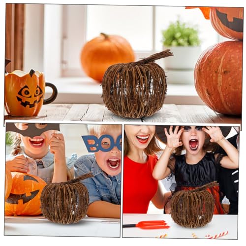 Garneck 2 Stück Teiliges Rattan Kürbis Handgefertigt Leicht und Flexibel Natürliche Webkunst Wiederverwendbar Dekorative Tischornamente für Halloween und Thanksgiving Festliche von Garneck