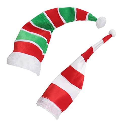 Garneck 2 Stück Teiliges Weihnachts Elfenmützen für Erwachsene Rot Grün Gestreift Leicht und Bequem Festliche Party Kopfbedeckung für Weihnachten und Kostümfeiern von Garneck