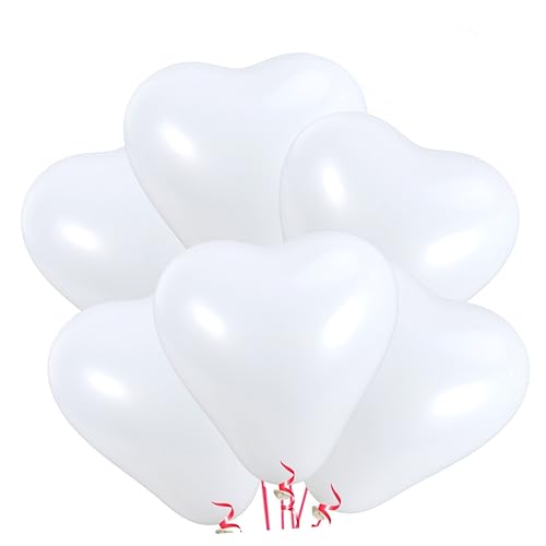 Garneck 20 Stück 10 Riesiger Partyballon Herz Dekor Weiße Luftballons Weiße Latexballons Weißes Dekor Dekorationsballon Für Hochzeitsfeiern Dekorativer Luftballon Riese Baby Heliumballon von Garneck