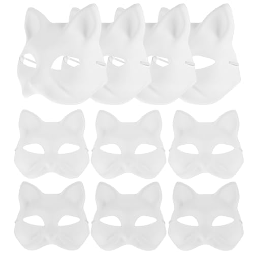 Garneck 20 Stück Katzenmasken Therian-Masken Weiße Papier-Katzenmasken Blanko Diy-Tier-Halbgesichtsmasken Handbemalte Cosplay-Masken Leere Maskerade-Masken Für Ostern Cosplay-Party von Garneck