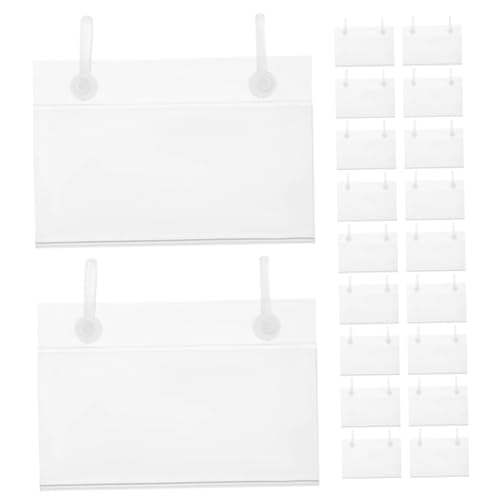 Garneck 20 Stück Preisschild Hängen Korbetiketten Aufclipsen Clip Für Korbetiketten Preismarker-etiketten Kühlschranketiketten Etikettenhalter Für Vorratsbehälter Transparent Pvc von Garneck