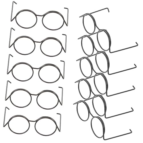 Garneck 20 Stück Puppe Mini-Brille aus Metall Puppen Kleidung für puppenkleidung Puppen-Accessoires Puppenhaus-Miniaturen Puppenbrille Mädchen winzige Gläser entzückende Mini-Brille Black von Garneck
