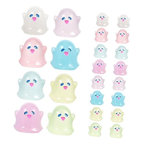 Garneck 20 Stück Teiliges Mini Figuren Leuchtend im Dunkeln Harz Miniatur Dekoration für DIY Bastelsets Garten Handyhüllen Kleidung und Halloween Bunte Kleine Gespenster Zubehör von Garneck
