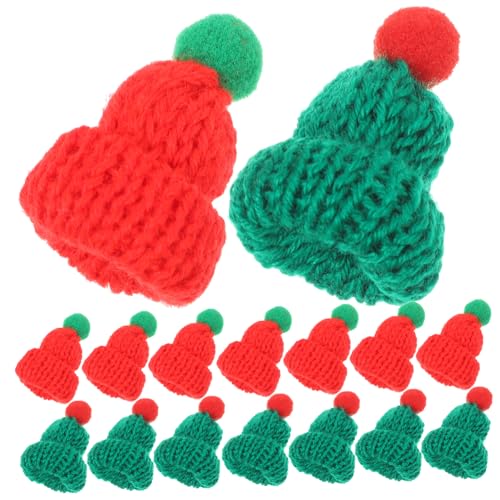 Garneck 20 Stück Teiliges Miniatur Weihnachtsmützen Strick Rote und Grüne Handgefertigte Dekoration für Weinflaschen Diy Bastelaccessoires Festliche Weihnachtsdeko für Party und von Garneck