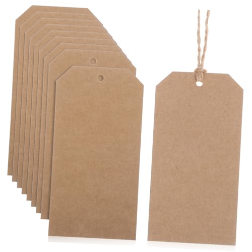 Garneck 200 Stück Form Kraftpapier Anhänger mit Juteschnur Doppelseitige Robuste Etiketten für Handgemachte Artikel Wiederverwendbare Kleidungsschilder Vielseitige Draht Labels zum von Garneck