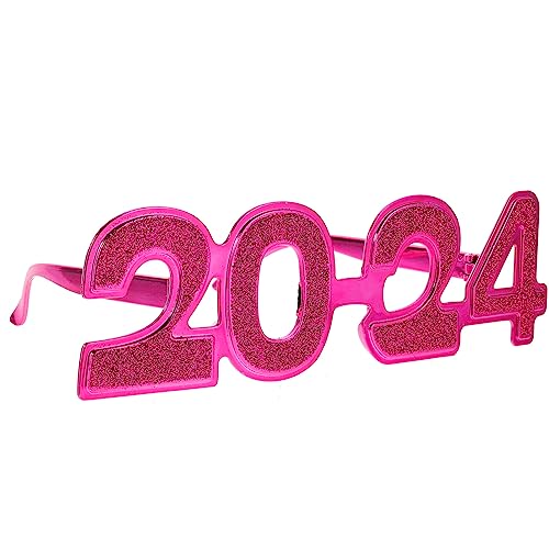 Garneck 2024-Brille Frohes Neues Jahr Vorabend-Brille Glitzernde Zahlenbrille Klasse Von 2024 Abschlussfeier Brillen Für Fotografie-Requisiten Silvester-Partyzubehör Rosig von Garneck