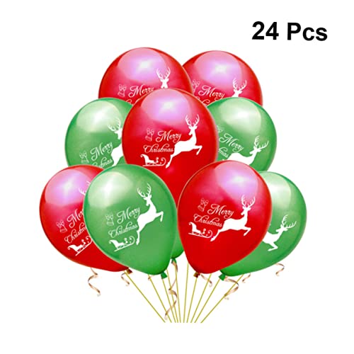 Garneck 24 Stück 12 Bedruckte Latexballons Transparenter Ballon Weihnachtsballons Partydekorationen Partyballons Weihnachtsmann-ballon Weihnachtsballongirlande Runden Frohe Weihnachten von Garneck