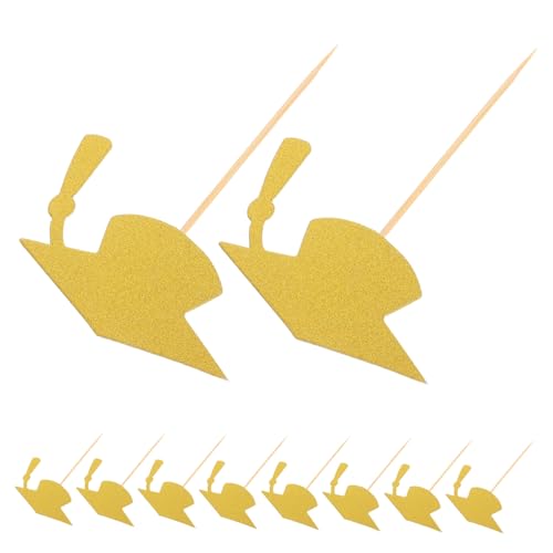 Garneck 24 Stück Kuchendekoration Der Abschlusssaison Kucheneinsatz Für Abschlusssaison Tortenaufsatz Mit Abschlusskappe Glückwunsch Grad Dekorationen Kuchendeckel Papier Golden von Garneck