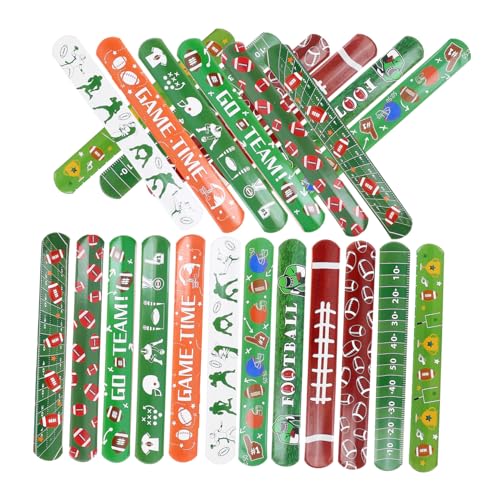 Garneck Stück Rugby-Armband Partyarmbänder Rugby-Armbänder Sport-Slap-Armband Schlagarmbänder für Jungen Schlagarmbänder für Mädchen Schnapparmbänder Bulk-Slap-Armbänder PVC von Garneck