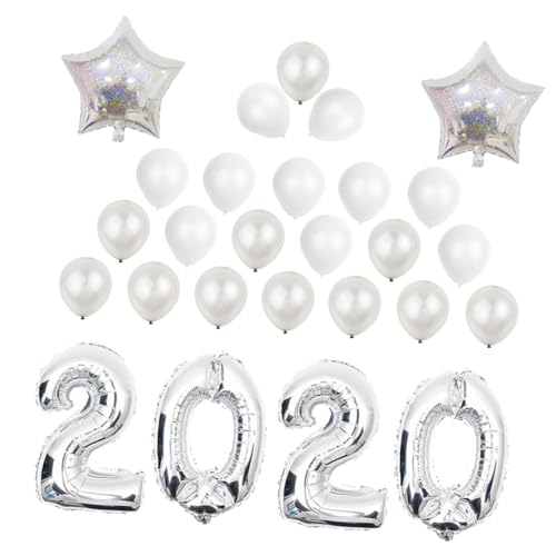 Garneck 27 Stück 16 2020 Folienballons Luftballons weißer Ballon Abschlussballons 2020 frohes neues 2020 Goldballons 2020 Neujahrsballons Zahlenballons Aluminiumfolie schmücken von Garneck