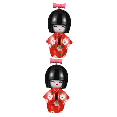 Garneck 2stücke Japanische Kimono-Puppe Aus Holz Dekorative Figur Mit Lebhaften Farben Traditionelles Kunsthandwerk Für Zuhause Kleine Und Zarte Tischdekoration Japanisches von Garneck