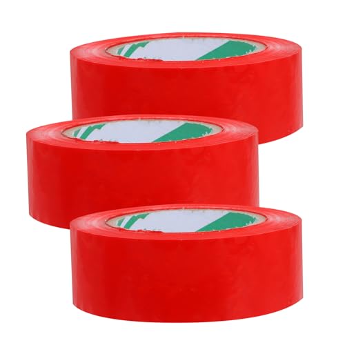 Garneck 3 Rollen Dichtungsband rotes Abdeckband Verpackungsband Packband für Umzugskartons strapazierfähiges Versandklebeband Versandband, robust Beutelverschlussband kleines Packband bopp von Garneck