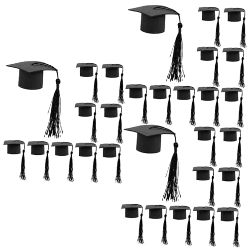 Garneck 3 Sätze Grad-cap-kuchen- Quaste Partygeschenke Für Absolventen Dekorationen Kappe Krone Abschlusstortenverzierungen Graduiertenkapitelle Dekoration Vlies Schwarz 10 Stück * 3 von Garneck